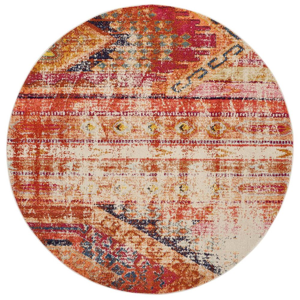 Safavieh Monaco MNC222H-5R 5&#39; Round Orange/Multi Area Rug, , large