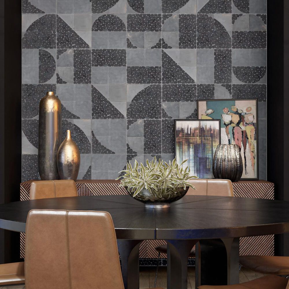 Dal-Tile Pebble Oasis Stark 12&quot; x 12&quot; Art Deco Natural Stone Mosaic Sheet, , large