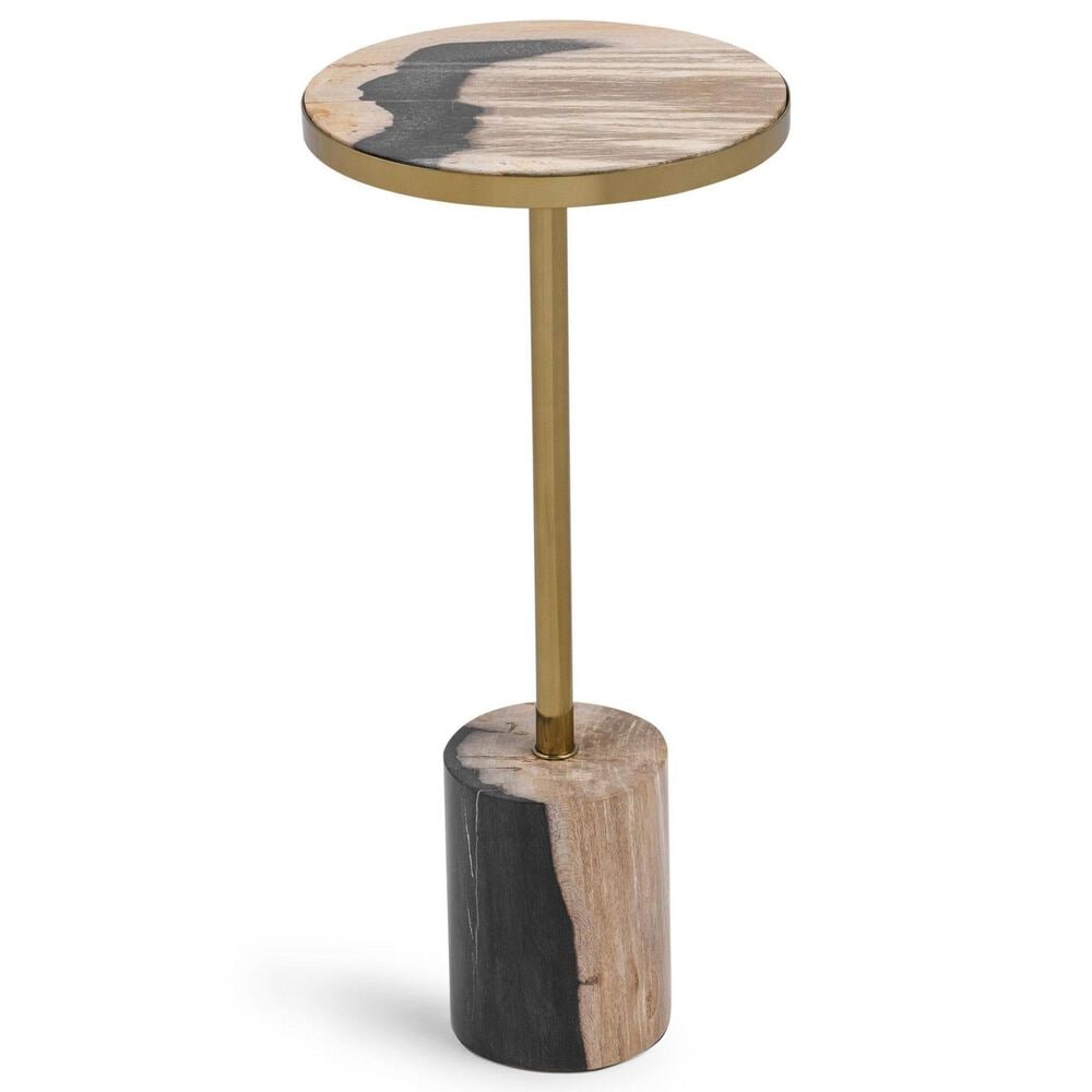 Classic Home Jordyn 8" Round Accent Table in Molten Husk and Brass, , large