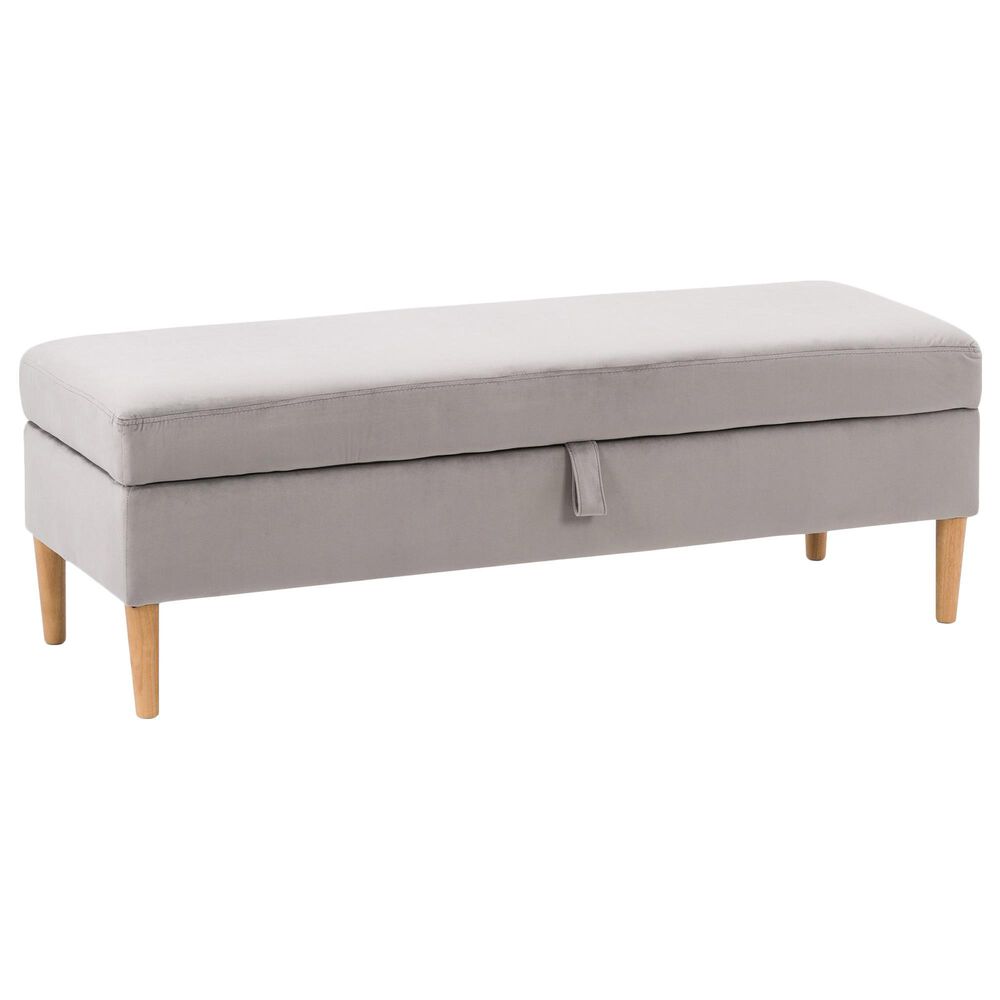 CorLiving Perry Storage Ottoman in Light Grey Velvet, , large
