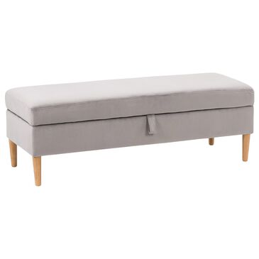 CorLiving Perry Storage Ottoman in Light Grey Velvet, , large