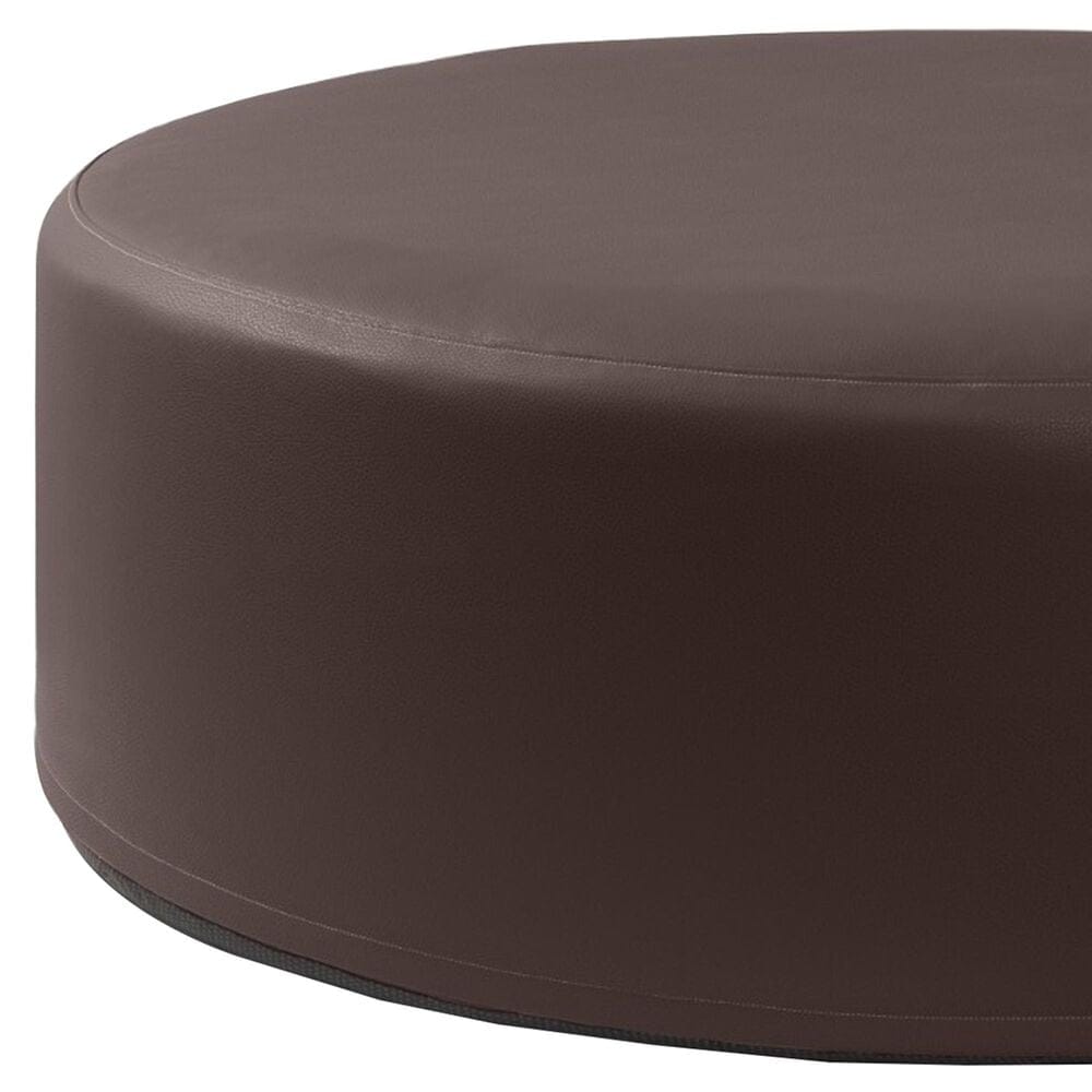 Jaxx Candler Round Ottoman in Chocolate, , large