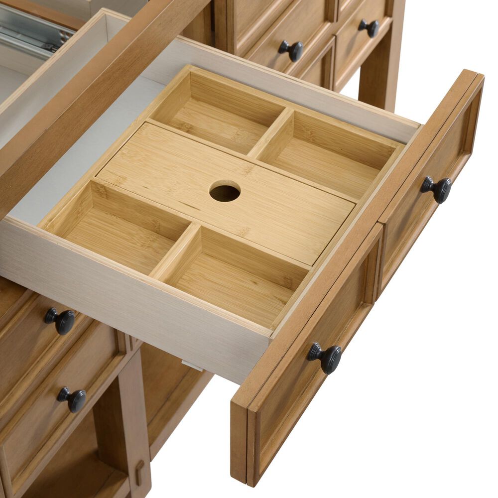 James Martin Vanities Malibu 72&quot; Double Bathroom Vanity in Amber Birch with 3 cm Eternal Marfil Quartz Top and Rectangular Sinks, , large