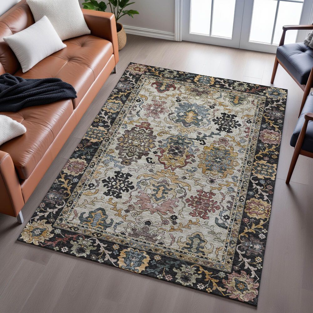 Dalyn Rug Company Silk Road Black, Ivory, Gold, Copper, Blush, Aloe and Wheat 10&#39; x 14&#39; Area Rug, , large
