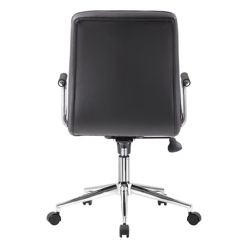Regal Co. Boss Modern Office Chair with Chrome Arms in Black Faux Leather, , large