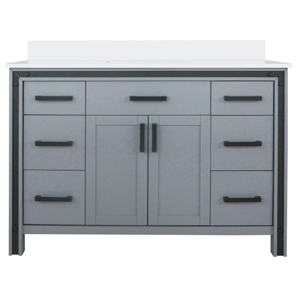 Lexora Home Ziva 48&quot; Single Bathroom Vanity in Dark Grey with 2 cm White Cultured Marble Top and Rectangular Sink, , large