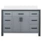 Lexora Home Ziva 48" Single Bathroom Vanity in Dark Grey with 2 cm White Cultured Marble Top and Rectangular Sink, , large