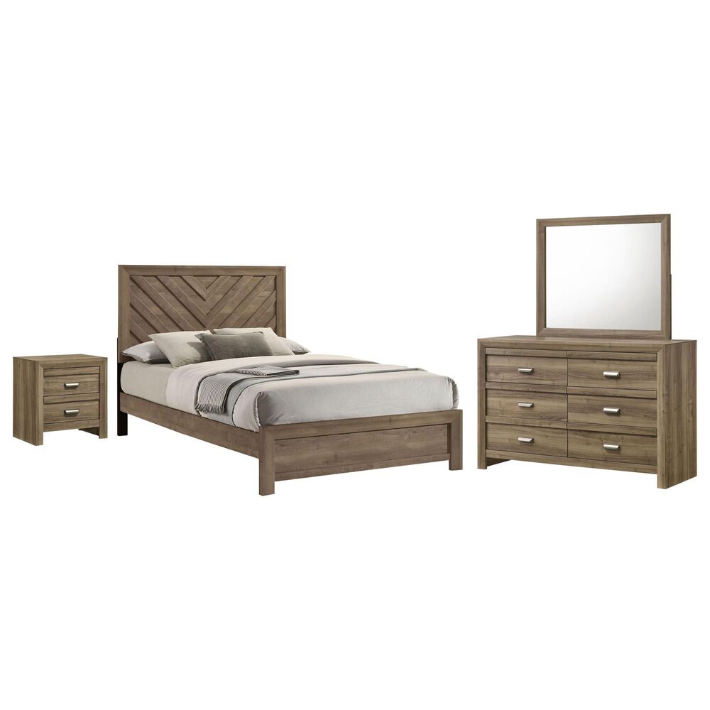 Crown Mark Valor 4-Piece Full Bedroom Set in Light Brown, , large