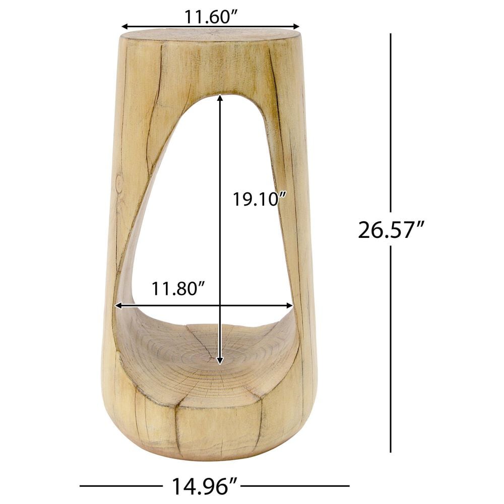 Hearth and Haven Outdoor End Table with Hollow Design in Natural, , large