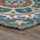 L&R Resources Sinuous Eclectic Floral Mandala 6" Scalloped Green and Multicolor Area Rug, , large