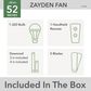 Hunter Zayden 52" Ceiling Fan with LED Light in Matte Black, , large