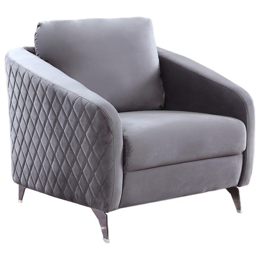 HOMLUX Diamond Accent Arm Chair in Gray, , large