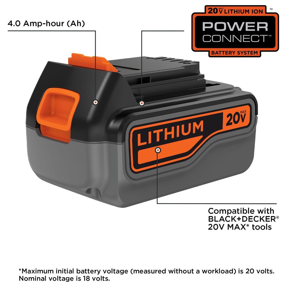 Black &amp; Decker 20V Max Powerconnect 4.0 Ah Battery in Black and Orange, , large