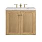 James Martin Vanities Laurent 30" Single Bathroom Vanity in Light Natural Oak with 3 cm Eternal Jasmine Pearl Quartz Top and Rectangular Sink, , large