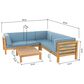 Noble House Oana 4-Piece Patio Sectional Set with Blue Cushion in Teak Brown, , large