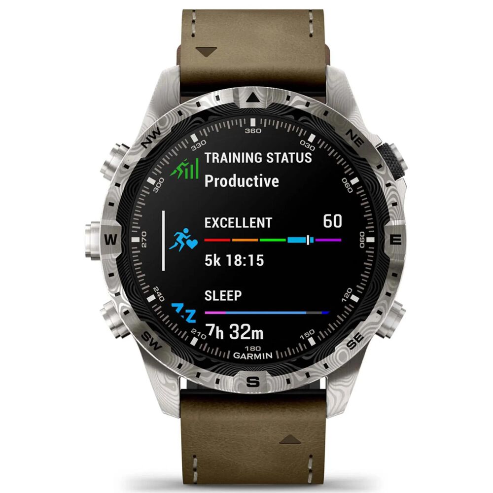 Garmin MARQ Adventurer Edition &#40;Gen 2&#41; Smartwatch 46 mm Damascus Steel Case with Brown Band, , large