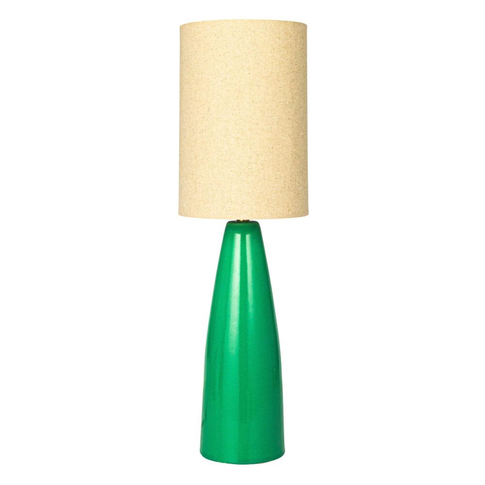 Teak Interiors Ceramic Table Lamp Linen Shade, , large