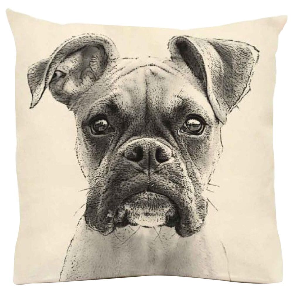 Eric & Christopher Dogs Boxer 20" x 20" Throw Pillow in Natural, , large