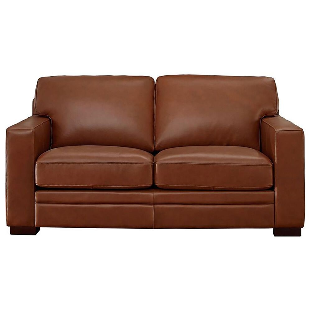 Amax Leather Chatsworth Stationary Loveseat in Nutmeg, , large