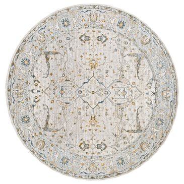 Surya Dresden Taupe, Off-White, Dusty Sage, Deep Teal, Olive, Light Gray and Mustard 5"3" Round Area Rug, , large
