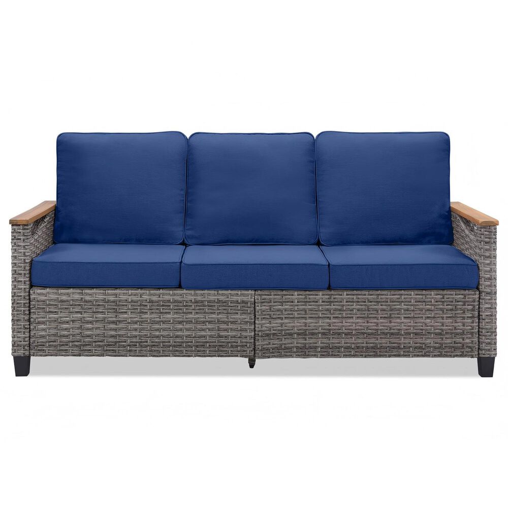 Sunwell Garden 6-Piece Patio Chat Set with Two Ottoman in Navy, , large