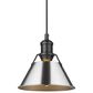 Golden Lighting Orwell 1-Light Small Pendant with Chrome Shade in Matte Black, , large