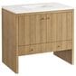 James Martin Vanities Hudson 36" Single Bathroom Vanity in Light Natural Oak with 3 cm White Zeus Quartz Top and Rectangular Sink, , large