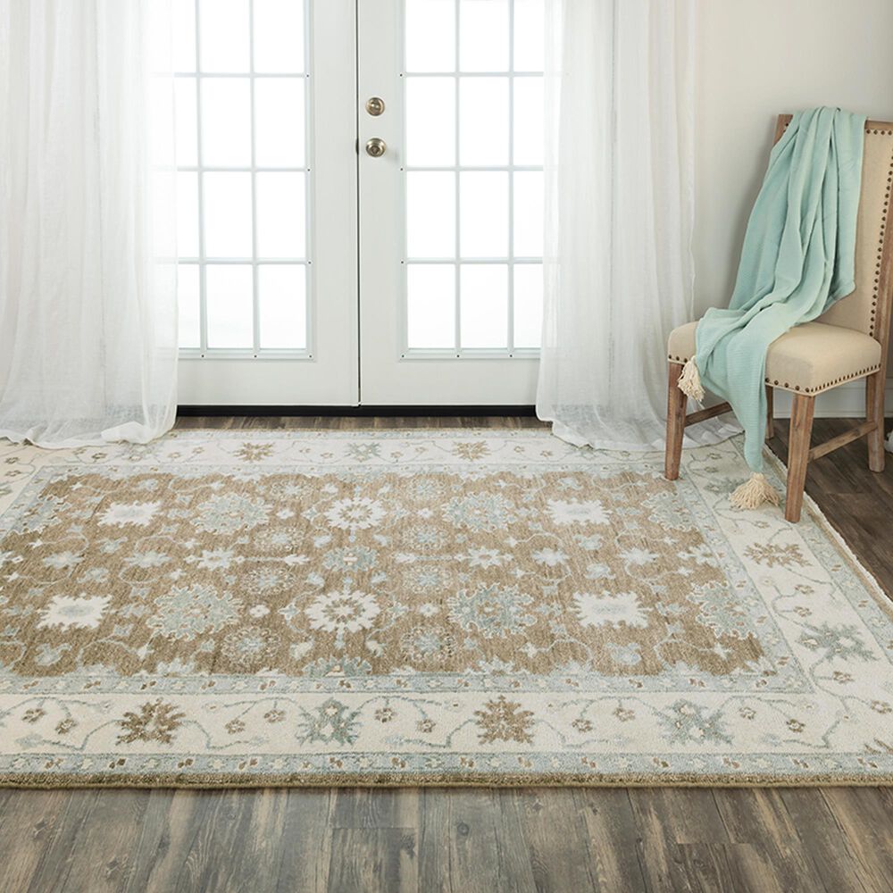RIZZY Belmont 6&#39; x 9&#39; Brown, Ivory and Light Blue Area Rug, , large
