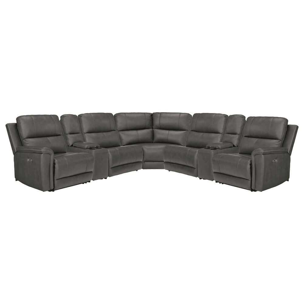 Ashley 7-Piece Power Symmetrical Console Reclining Sectional with Armless Chairs in Anchor, , large
