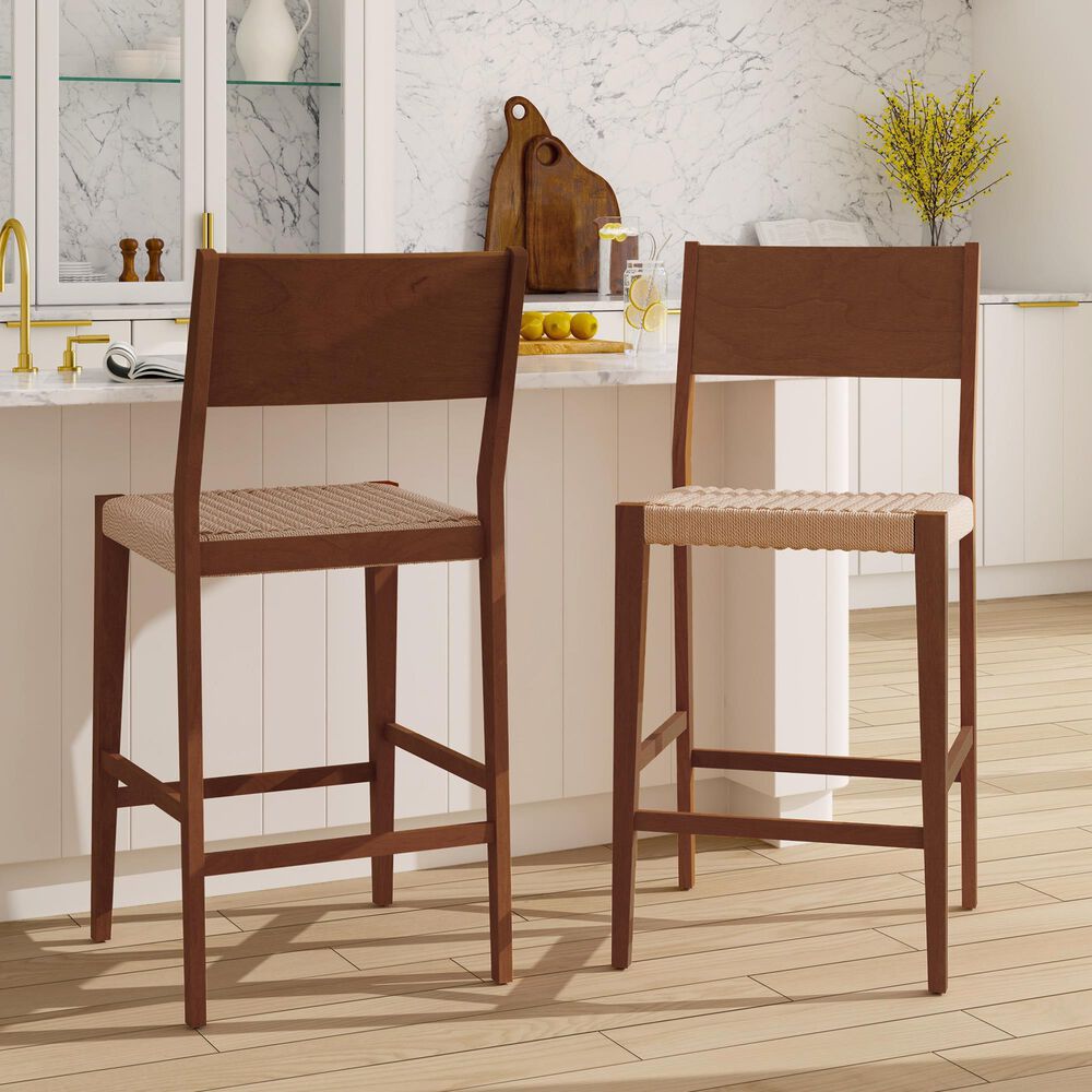 Linon Home Decor Cadence Bar Stool in Brown and Natural (Set of 2), , large