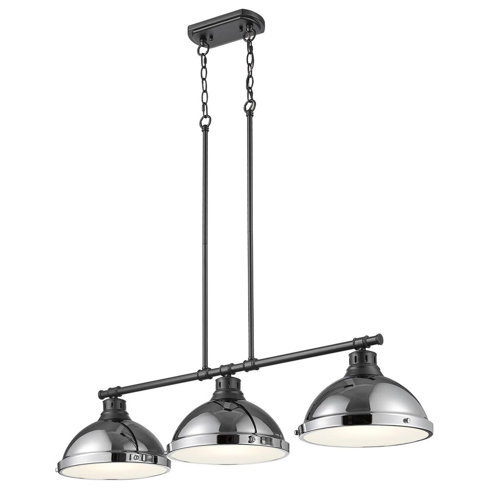 Golden Lighting Duncan 3-Light Pendant with Chrome Shade in Matte Black, , large