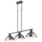 Golden Lighting Duncan 3-Light Pendant with Chrome Shade in Matte Black, , large