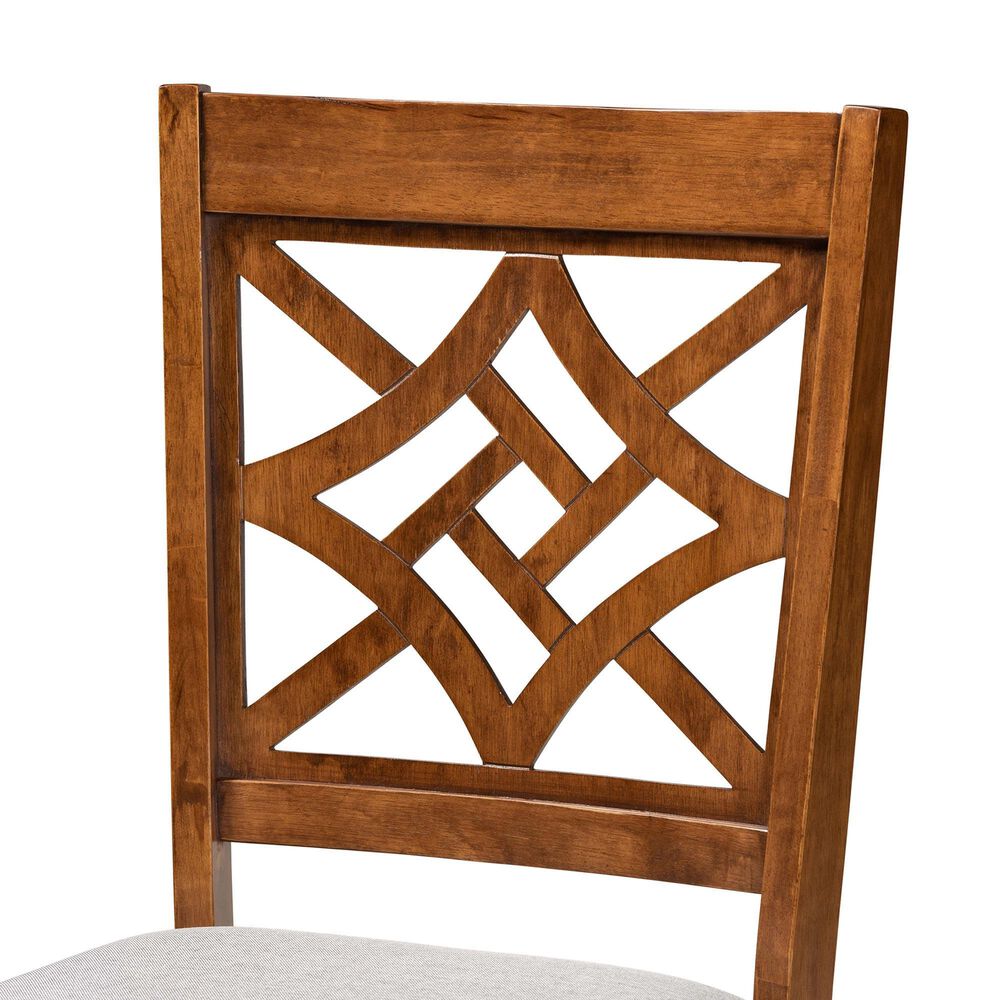 Baxton Studio Nicolette Side Chair with Grey Cushion in Walnut Brown (Set of 2), , large