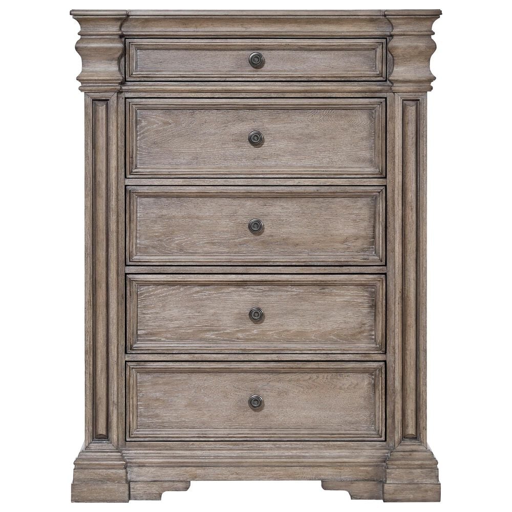 Millenium Blairhurst 5-Piece King Panel Bedroom Set in Light Warm Grayish Brown with Lights and USB Ports, , large