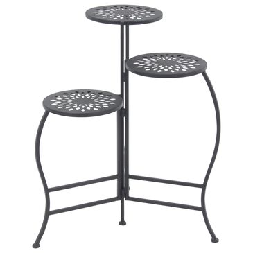 Maple and Jade Traditional Punch Hole Flower Plantstand in Glossy Black, , large