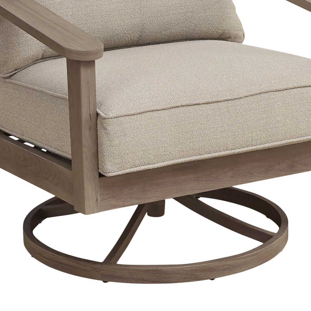 Ashley Harmony Headlands Outdoor Swivel Lounge Chair with Cushion in Natural and Gray, , large