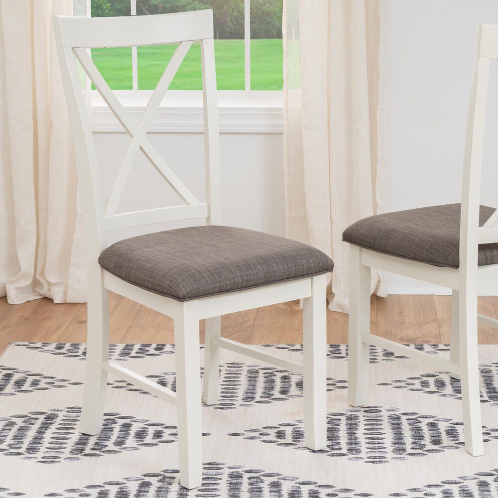 Linon Home Decor Jane Side Chair with Taupe Cushion in Vanilla White, , large