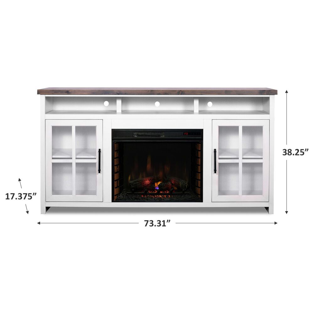 Endress International Hampton 74&quot; Fireplace TV Console in Barnwood and Jasmin White, , large