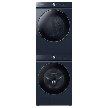 Samsung Bespoke 5.3 Cu. Ft. Front Load Washer and 7.6 Cu. Ft. Gas Dryer Laundry Pair with Stacking Kit in Brushed Navy, , large
