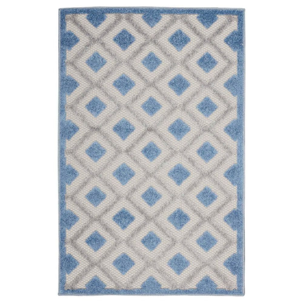 Nourison Aloha ALH26 3"6" x 5"6" Blue and Grey Indoor/Outdoor Area Rug, , large