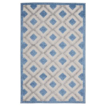 Nourison Aloha ALH26 3"6" x 5"6" Blue and Grey Indoor/Outdoor Area Rug, , large