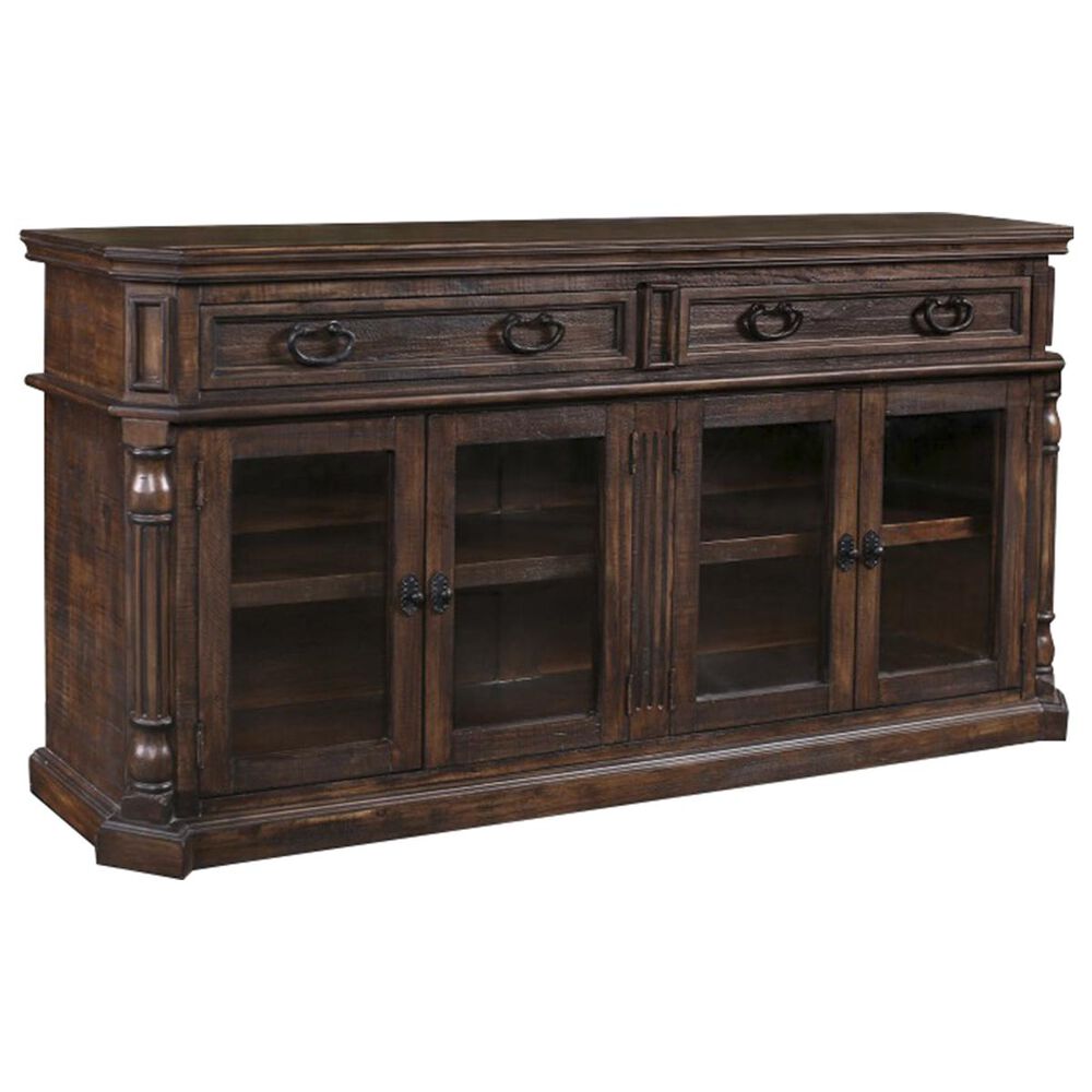 Sunset Bay Castile 83" Entertainment Console in Distressed Brown, , large