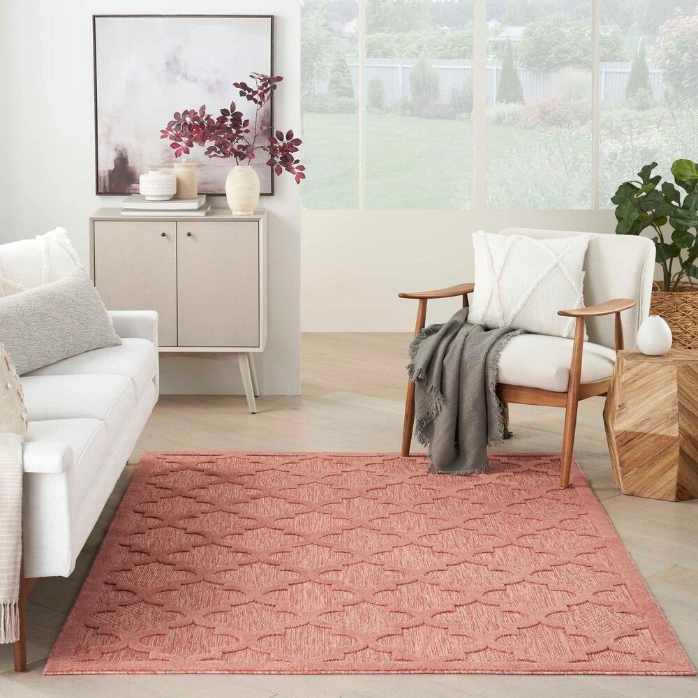 Nourison Easy Care 4' x 6' Coral and Orange Indoor/Outdoor Area Rug, , large
