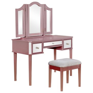 Furniture of America Floyd 3 Piece Vanity Set in Pink, , large