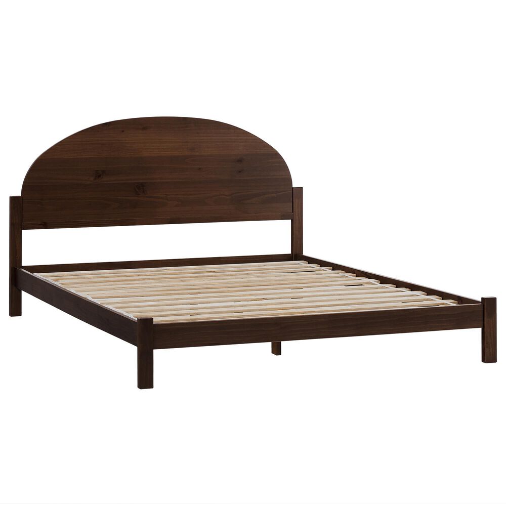 Walker Edison Elias Queen Platform Bed with Arched Headboard in Brown, , large