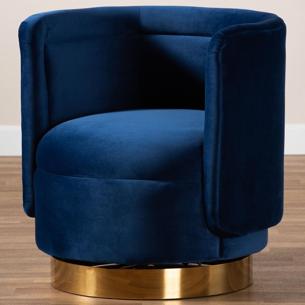 Baxton Studio Saffi Swivel Accent Chair in Royal Blue, , large