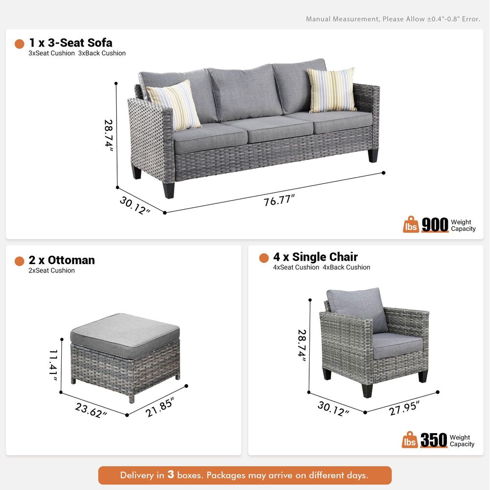 HOMLUX 7-Piece Rattan Sectional Set in  Dark Gray, , large