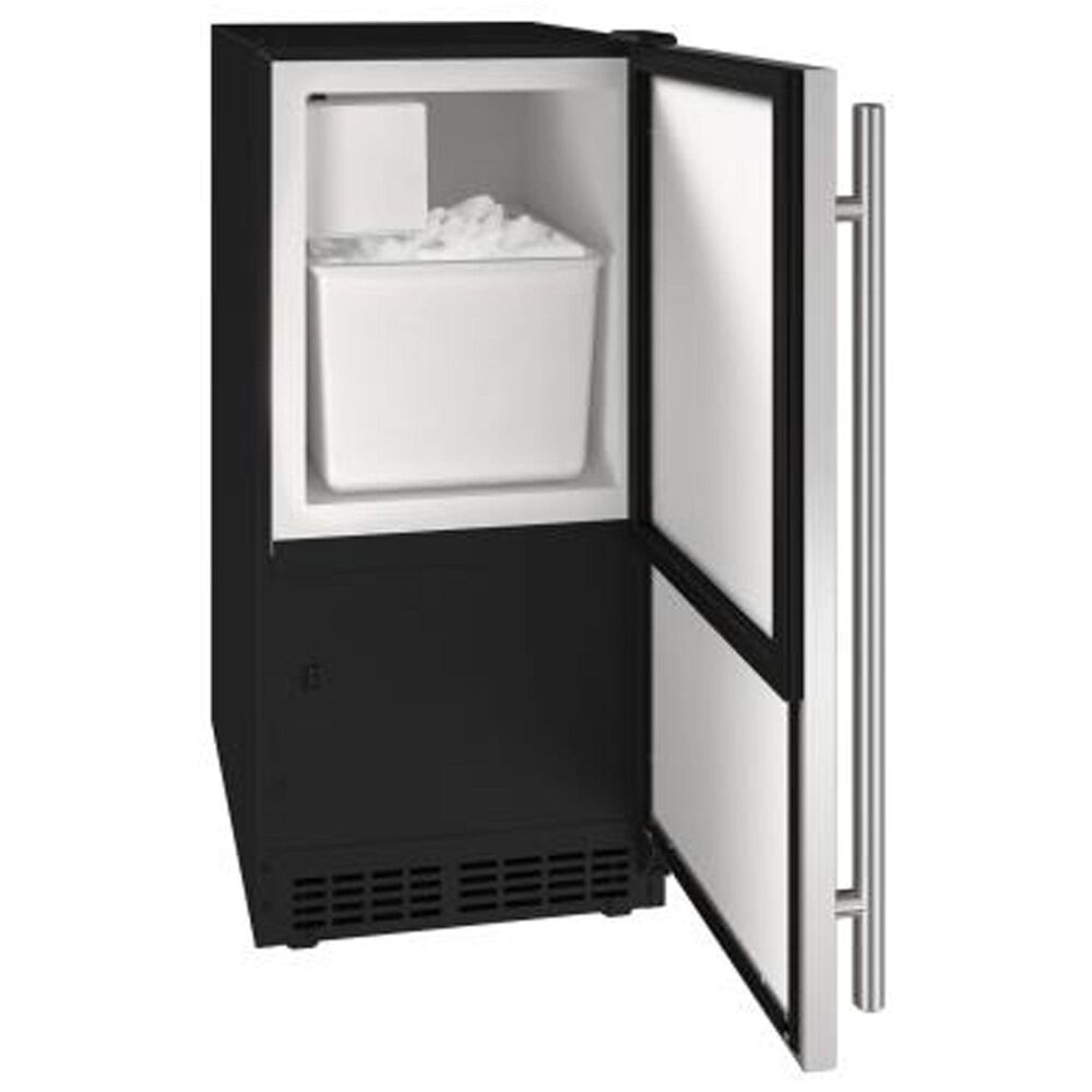 U-Line 15&quot; Crescent Ice Maker with 25 lbs Storage in Stainless Steel and Black, , large