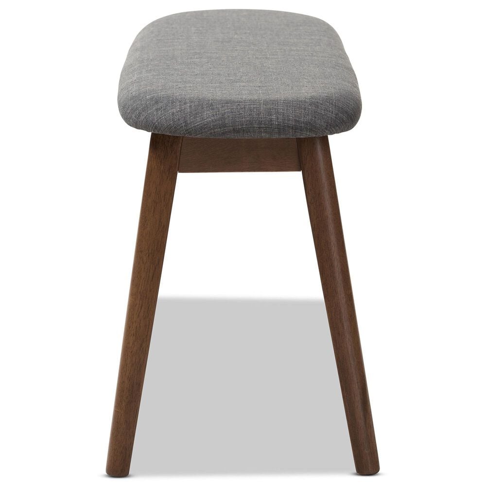 Baxton Studio Easton Bench with Dark Grey Cushion in Walnut Brown, , large