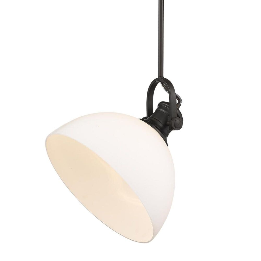 Golden Lighting Hines 1-Light Pendant in Rubbed Bronze with Opal Glass, , large